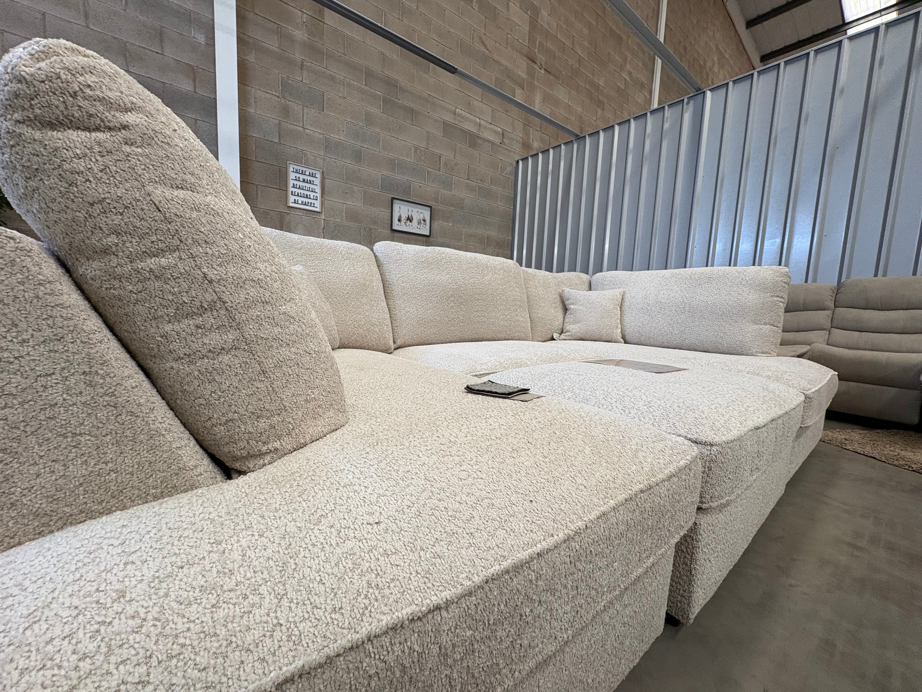 Solan Boucle Fabric U-Shape Sofa