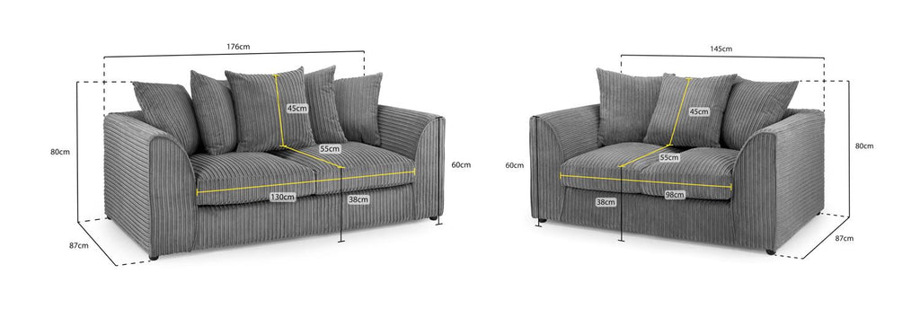 Nero Jumbo 3 + 2 Sofa Set