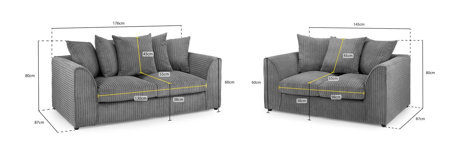 Nero Jumbo 3 + 2 Sofa Set